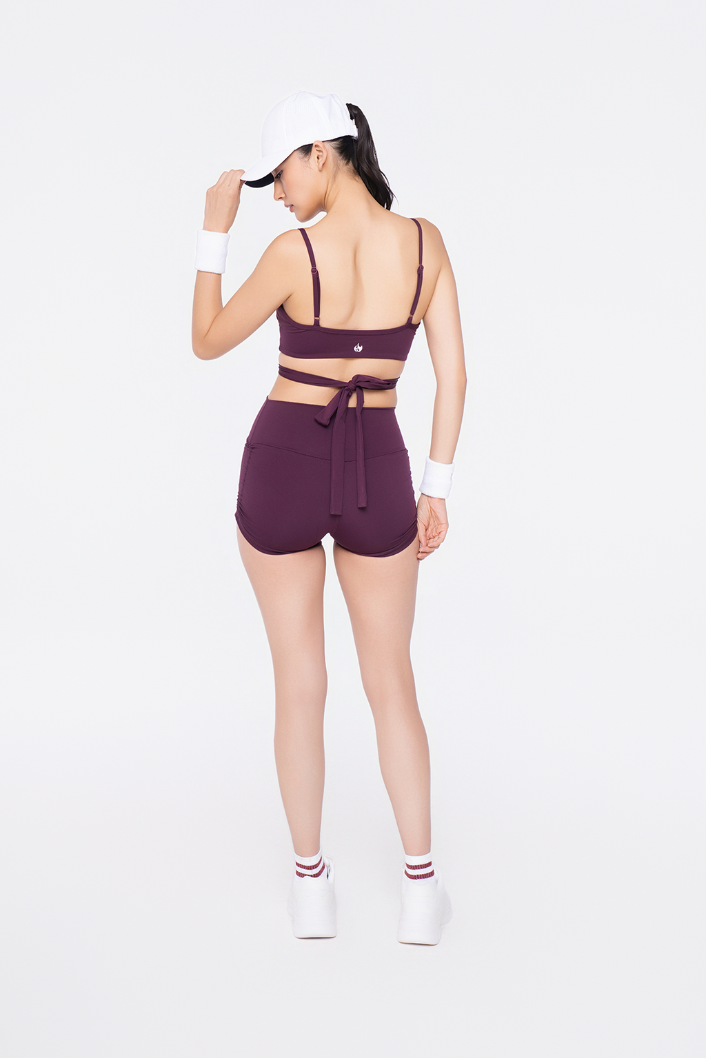Reverence Top Burgundy  & Side Scrunch Shorts