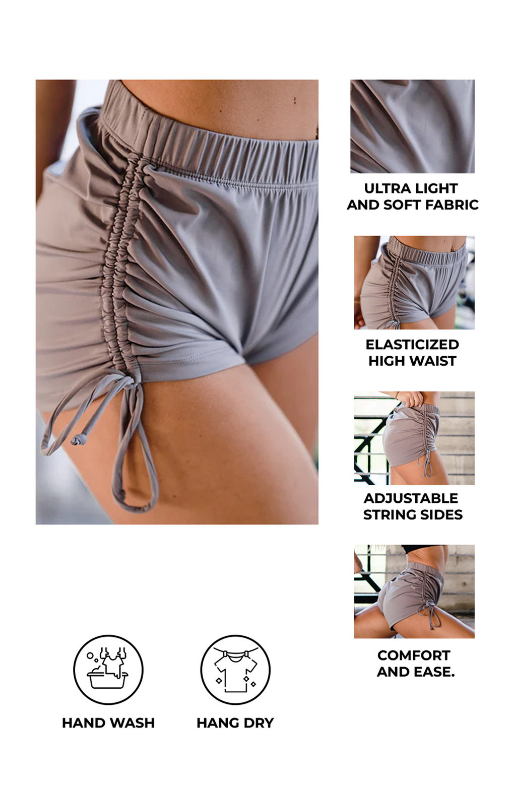 Grey String Shorts