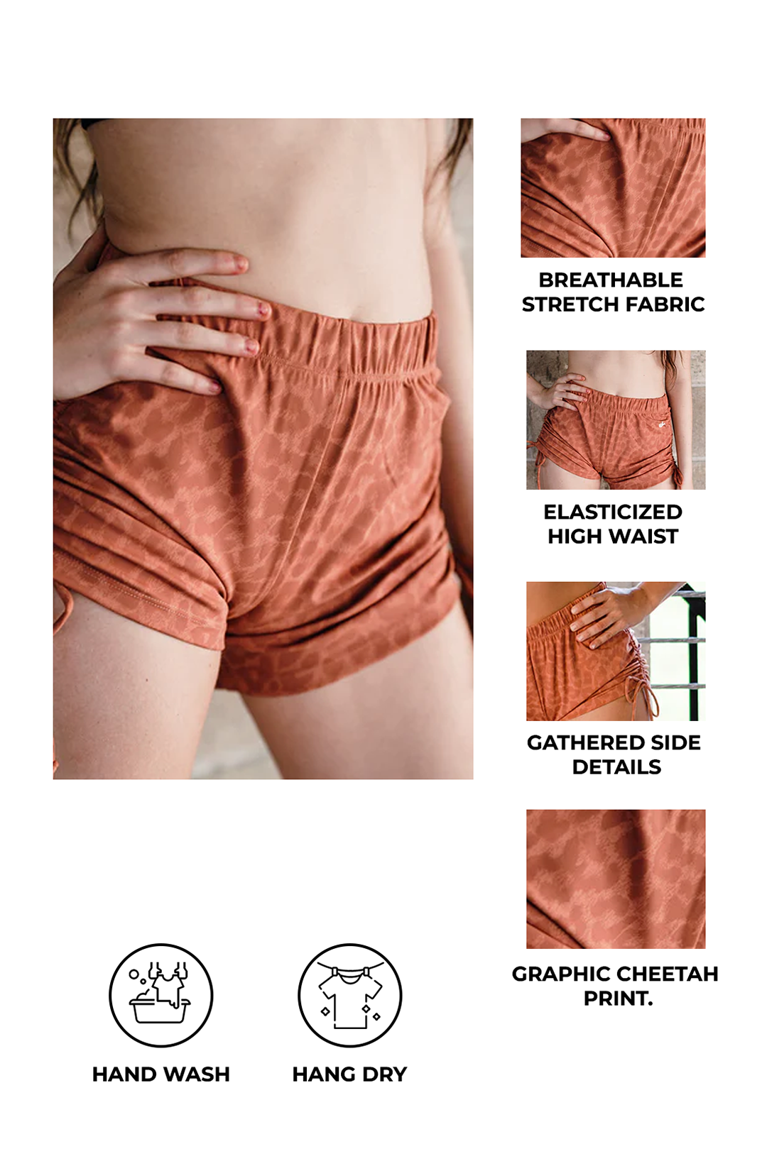 Rust Orange Cheetah String Shorts