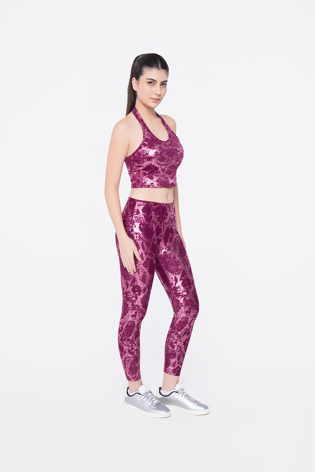 Rose Metallic Halter Top & Leggings