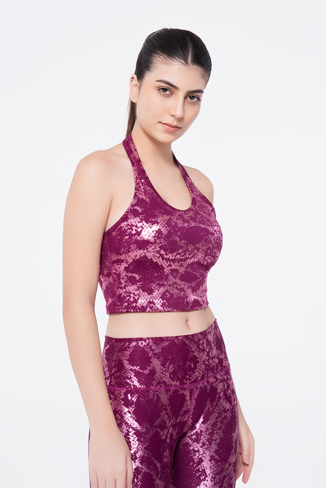 Rose Metallic Halter Top