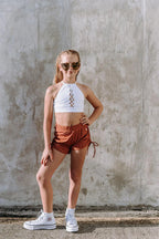 Youth Rust Orange Cheetah String Shorts