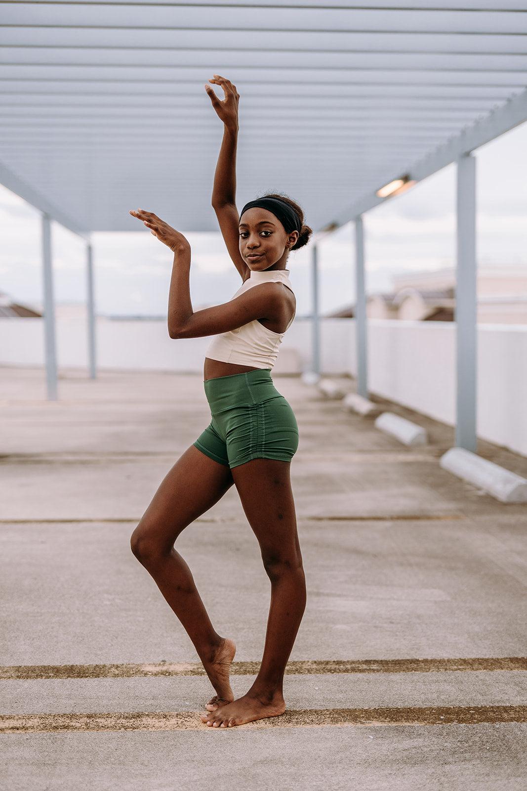 Youth Green Tempo Scrunch Side Shorts