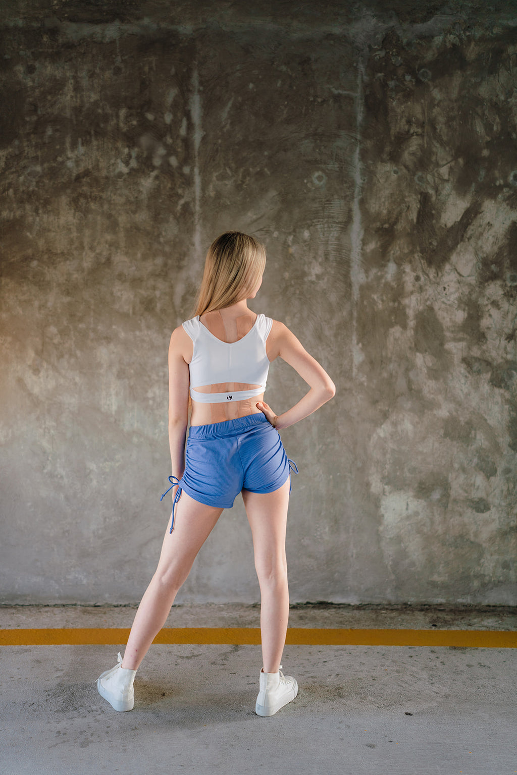 Youth Lapis Blue Ribbed String Shorts