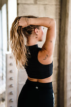 Youth Black High Neck Crop Top