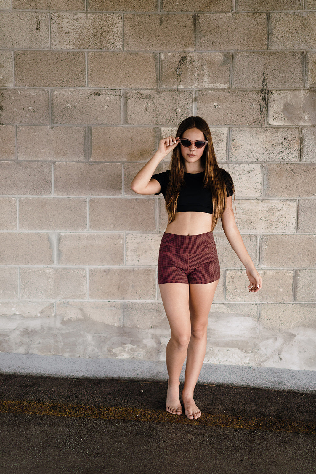 Youth Burgundy Checkered Shortie