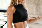 Youth Black High Neck Crop Top