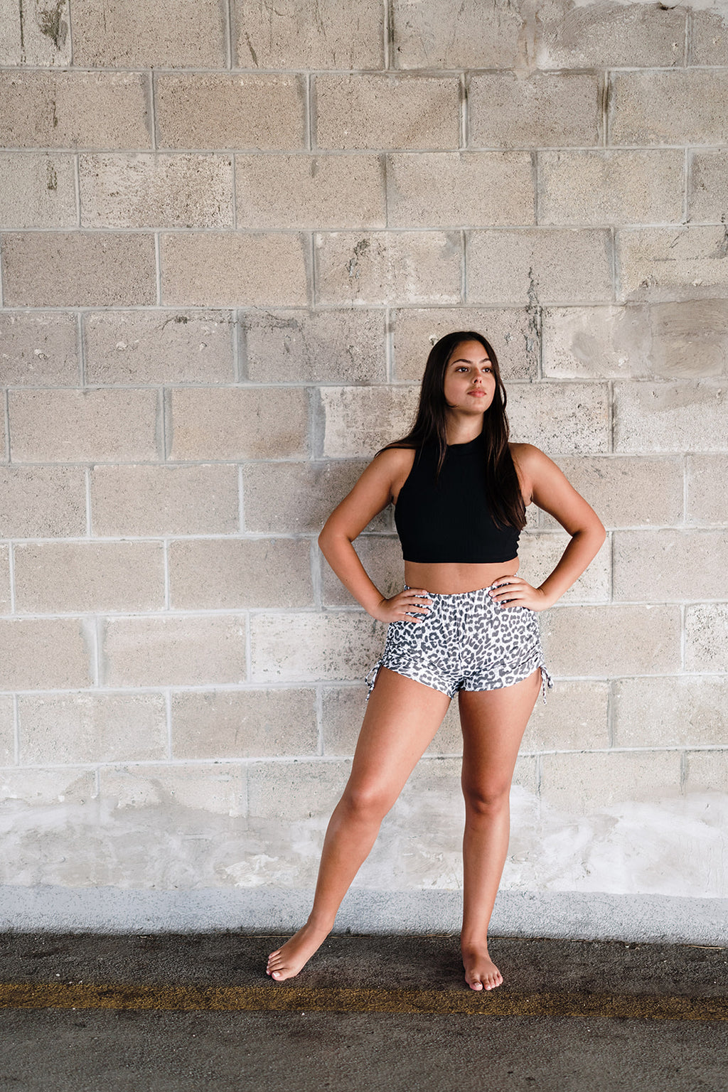 Black/White Cheetah String Shorts