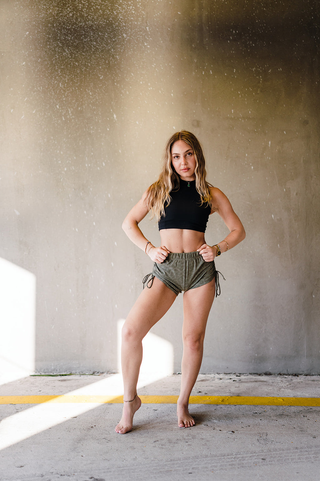 Army Green Cheetah String Shorts