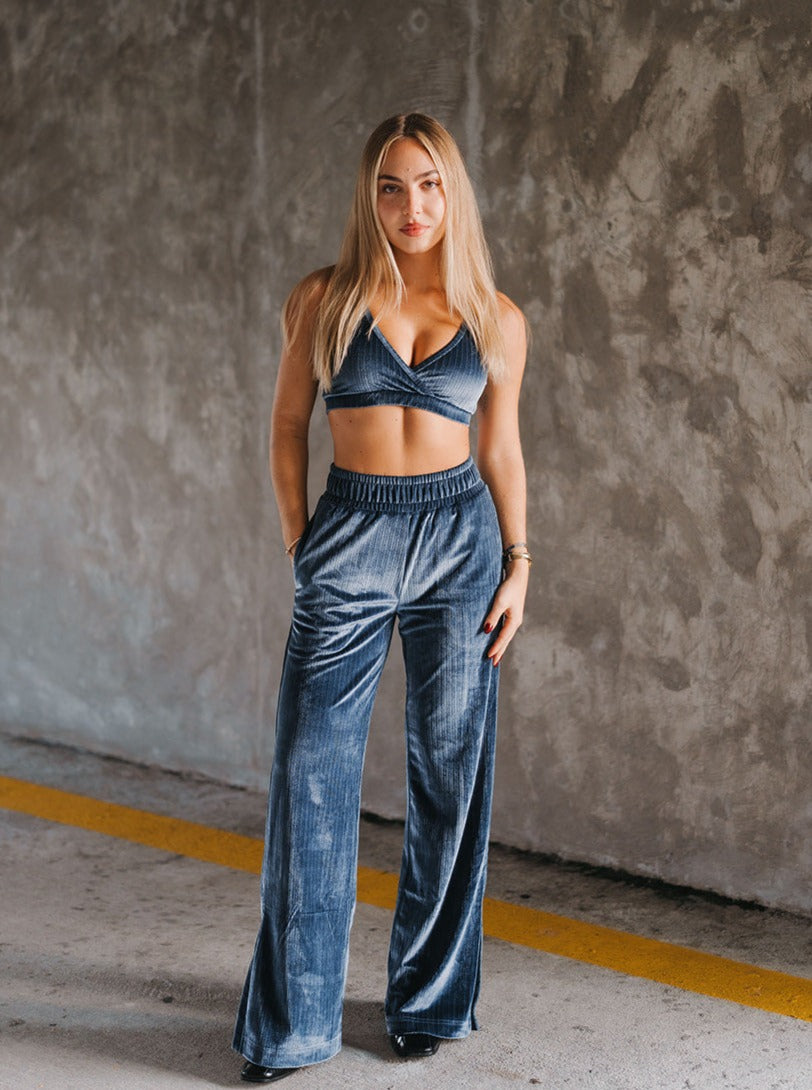 Slate Blue Starry Triangle Top