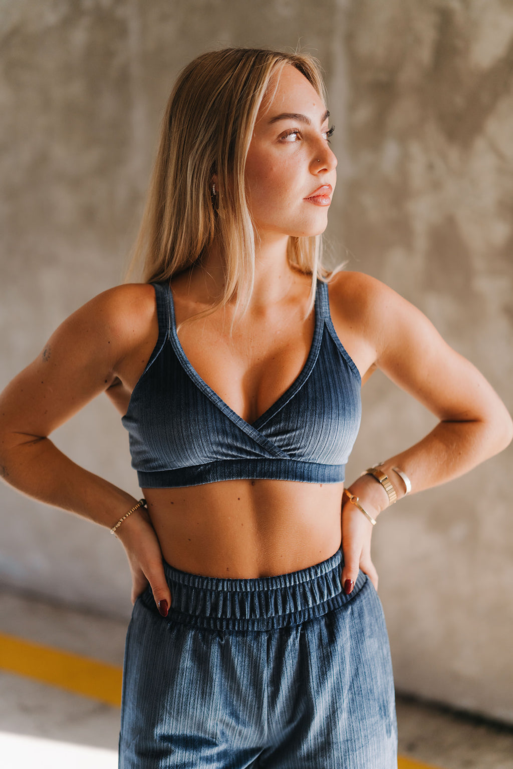 Slate Blue Starry Triangle Top