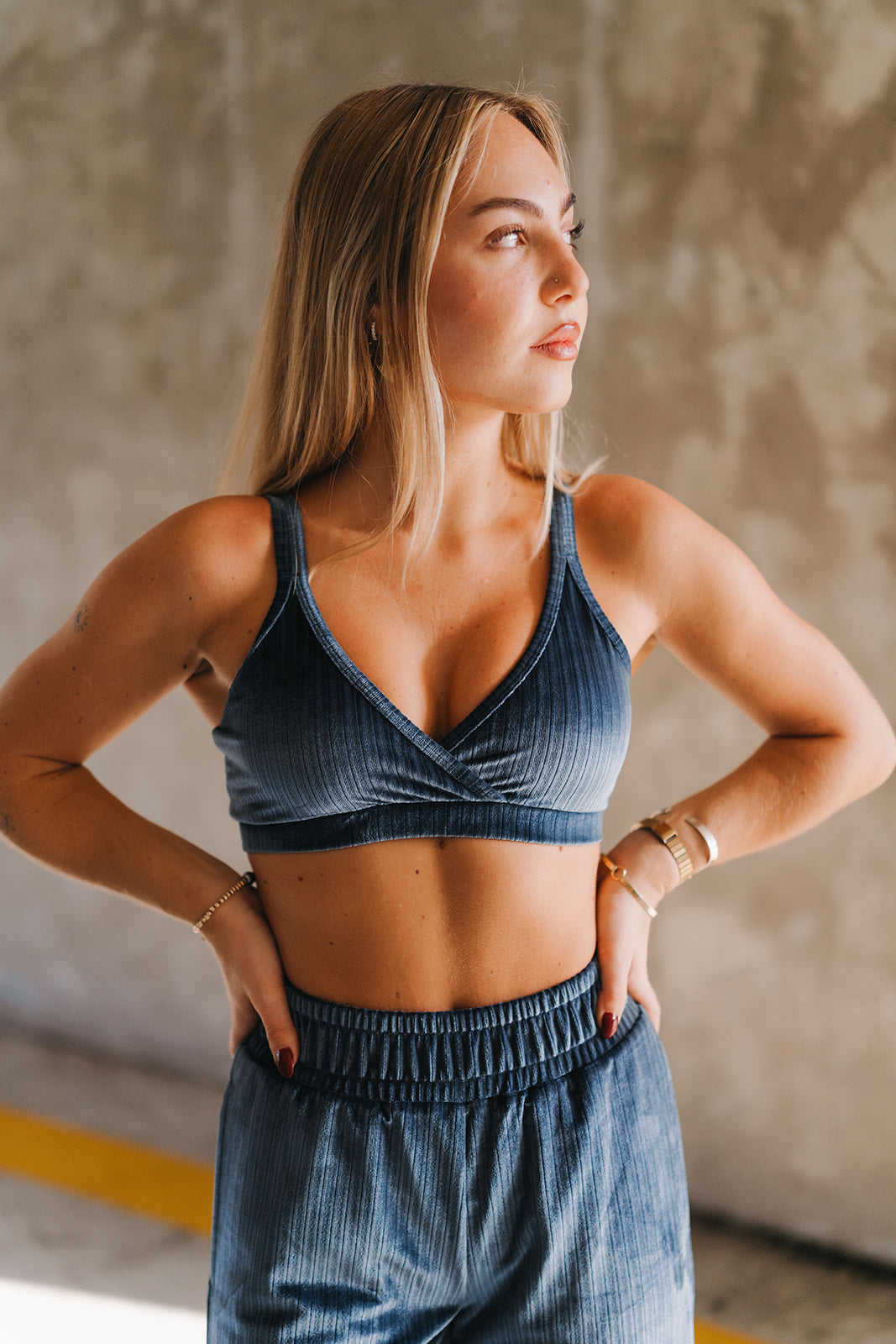 Slate Blue Starry Triangle Top