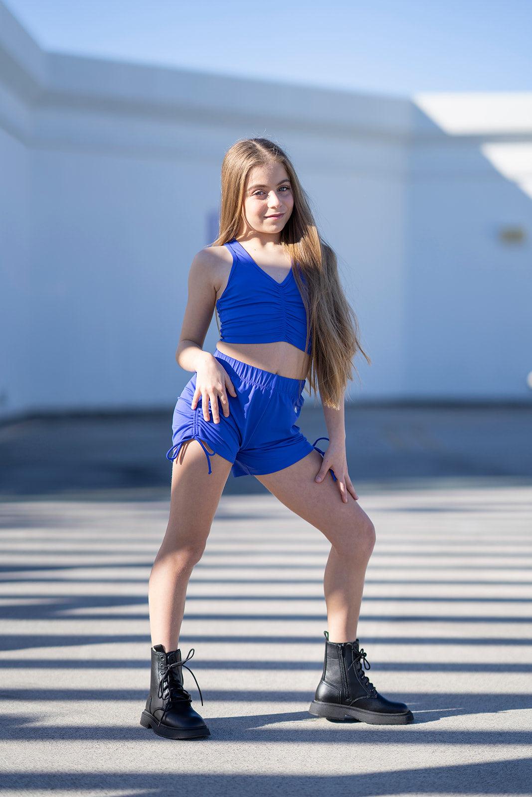 Youth Azure Blue Electric String Shorts - Werk Dancewear